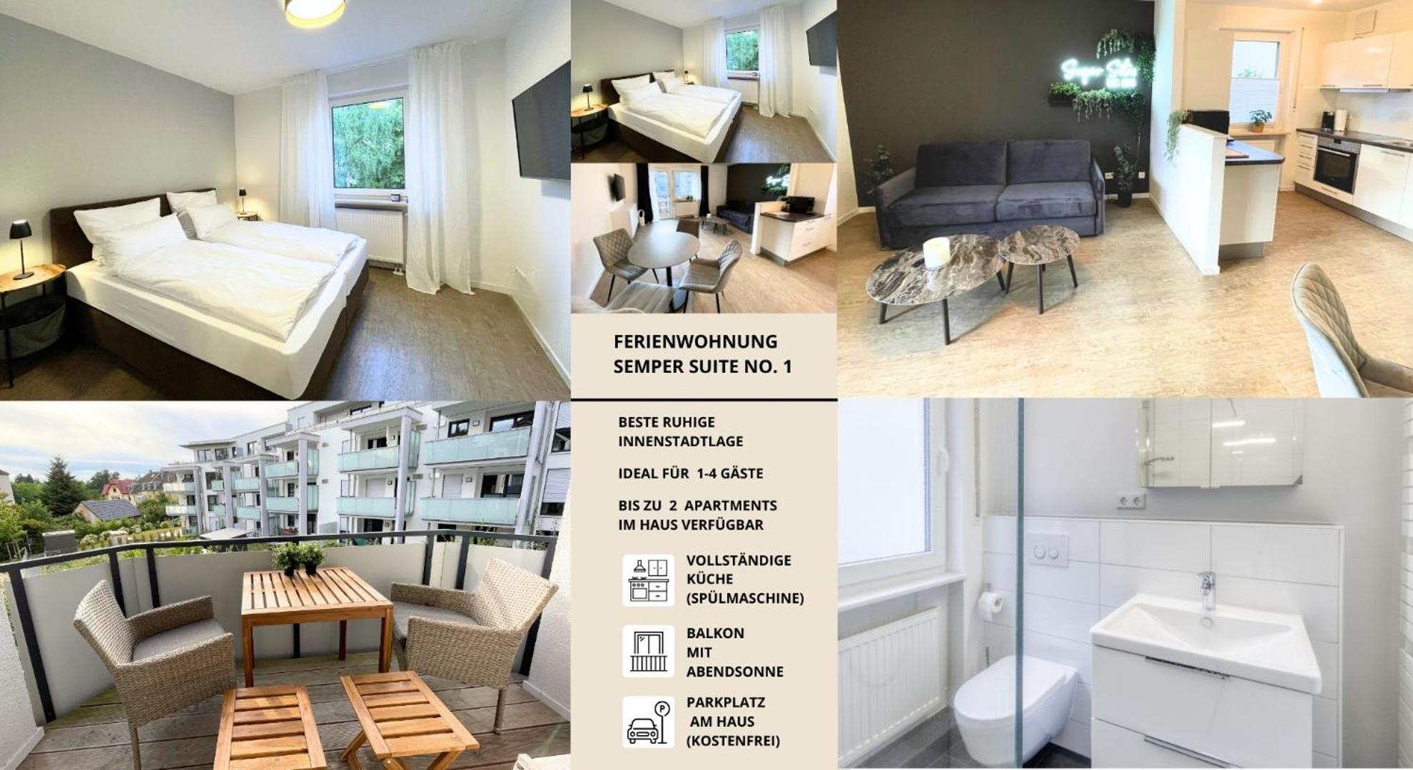 Semper Suite No1 - 2Zi Fewo 1-4 Pers, Balkon, Parkplatz, Hofgartennaehe Μπαϊρόιτ Εξωτερικό φωτογραφία